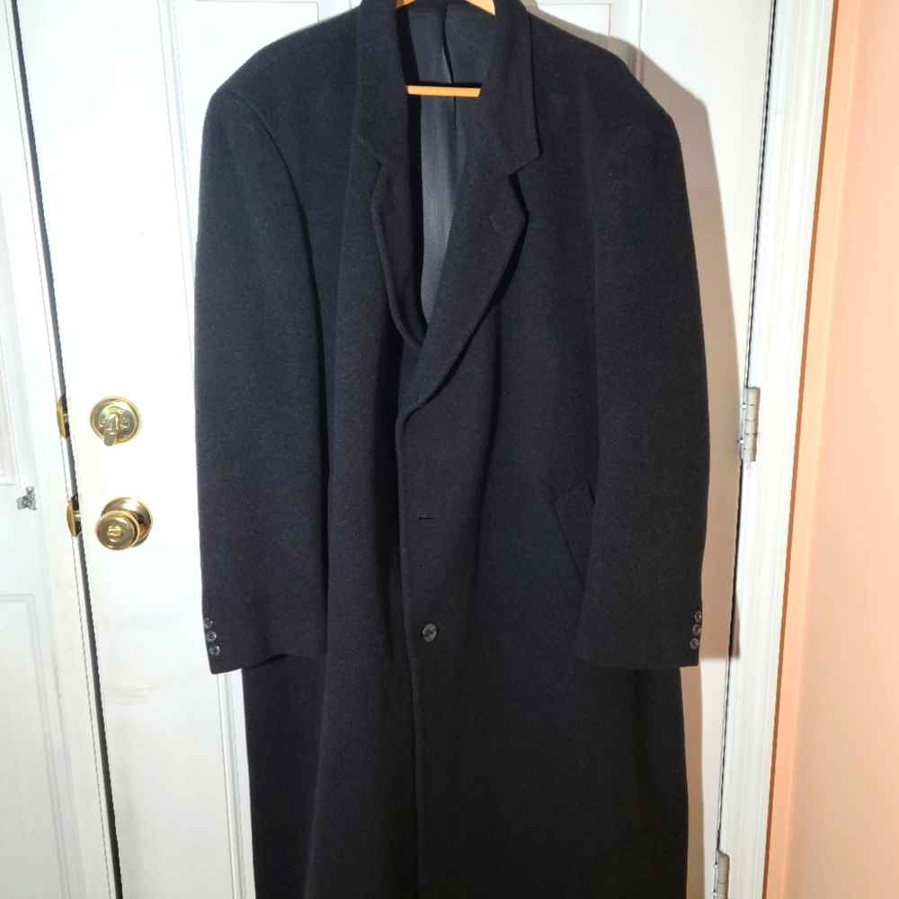 diSilver Black Cashmere long overcoat 56 L